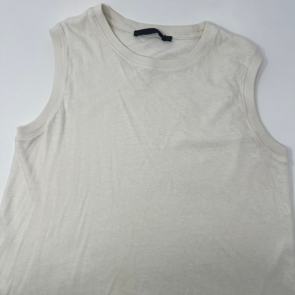 Jenni Kayne Easy Cream Knit Tank Top 100% Cotton Sleeveless Size Small
